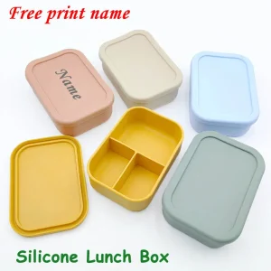Silicone Bento Lunch Box For Kids  3-compartment Leakproof BPA Free